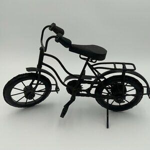 Vintage Black Mini Metal Bicycle Wood Handles And Seat 14 1/2" Home Decor